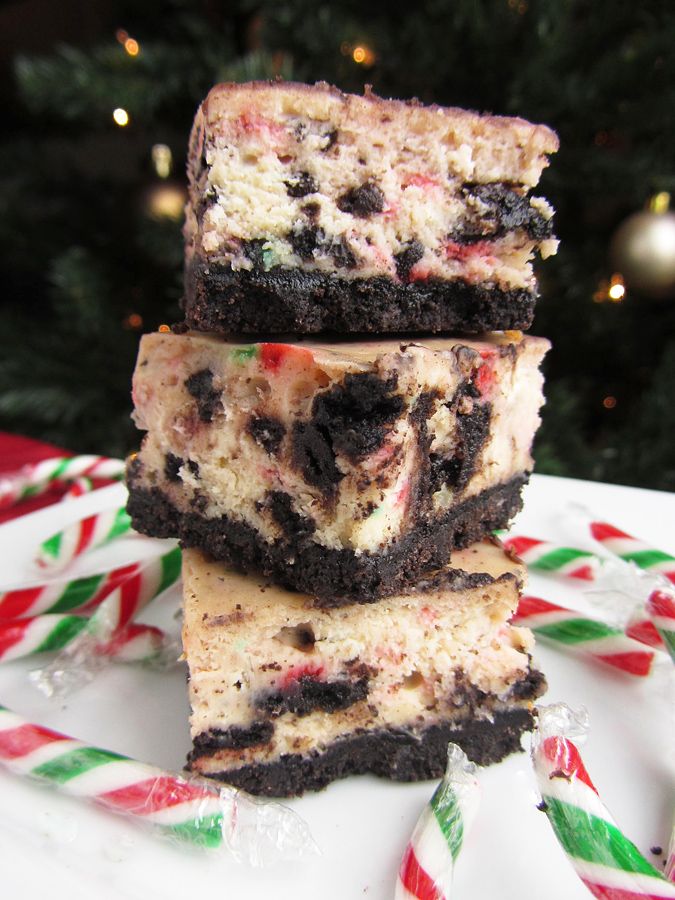 Candy Cane Oreo Cheesecake Bars