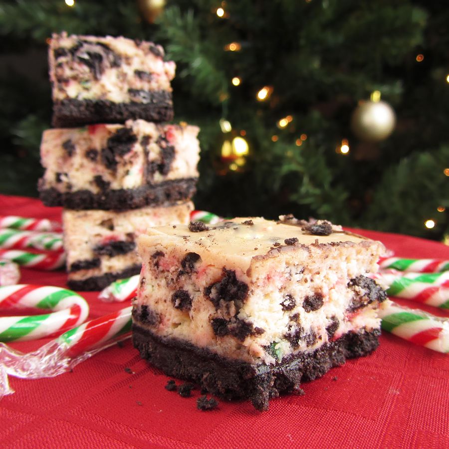 Candy Cane Oreo Cheesecake Bars