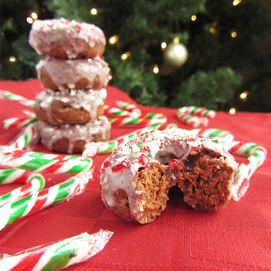 Mini Baked Peppermint Mocha Doughnuts