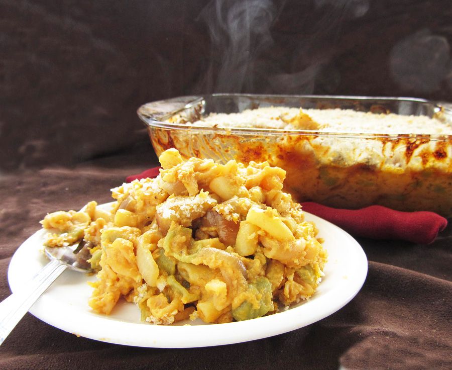 Pumpkin Mac & Cheese with Apples and Caramelized Onions