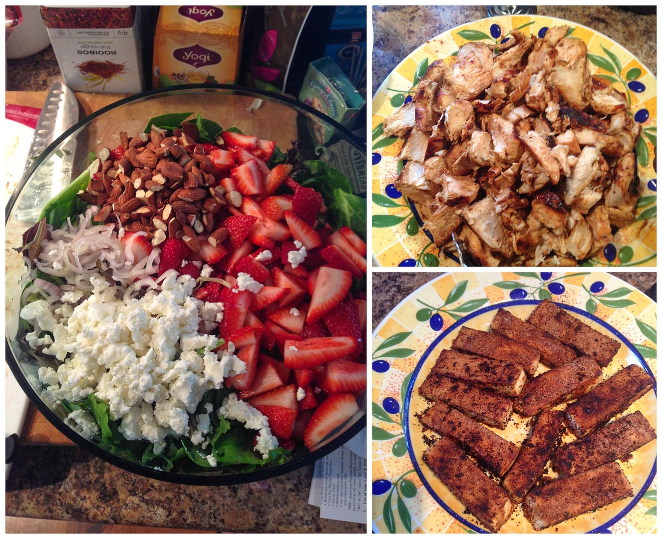 strawberry chicken and tofu salad