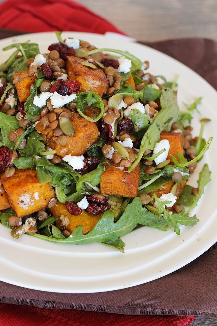 Spiced Squash, Lentil, & Goat Cheese Salad