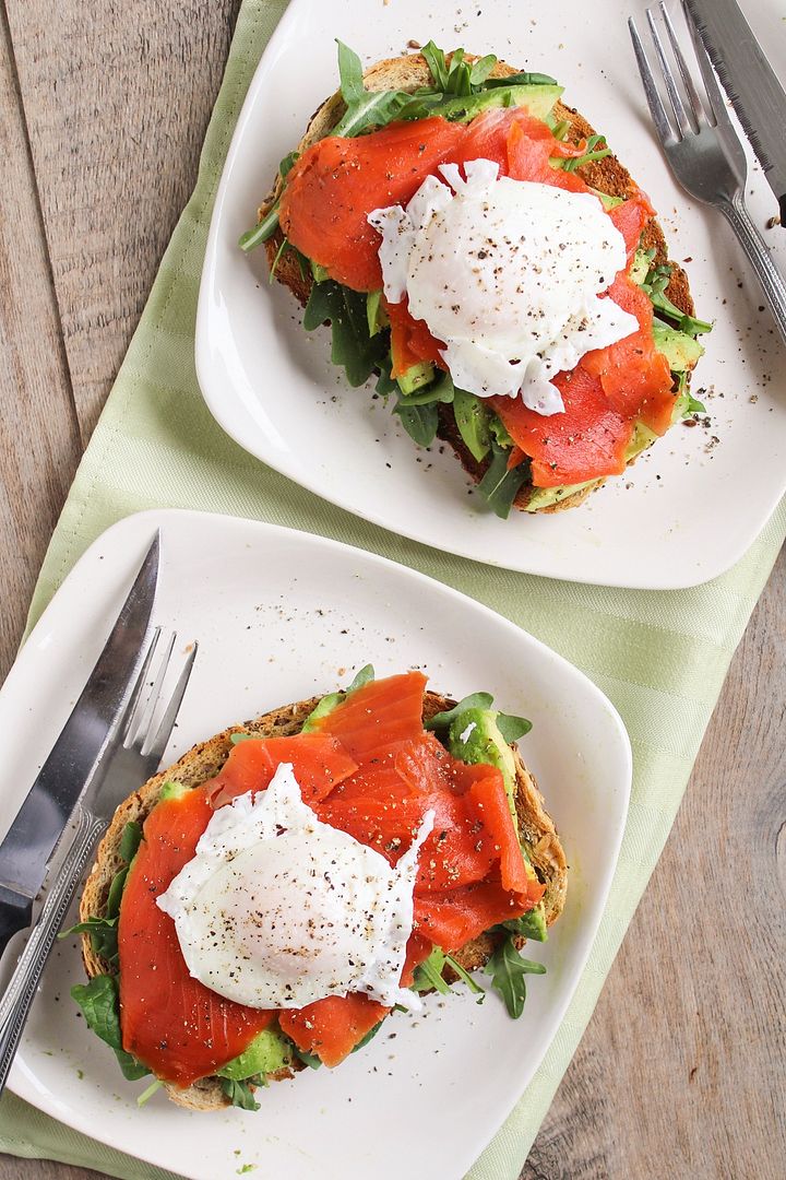 Smoked Salmon & Avocado Open-Faced Egg Sandwich