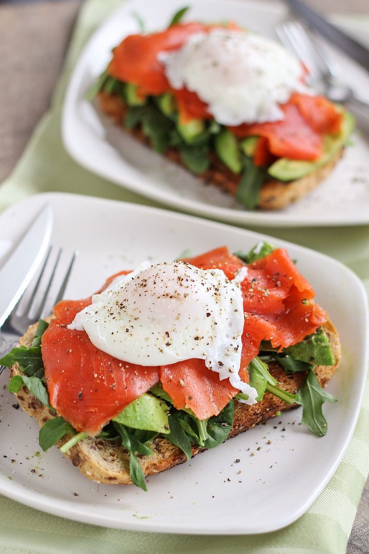 Smoked Salmon & Avocado Open-Faced Egg Sandwich