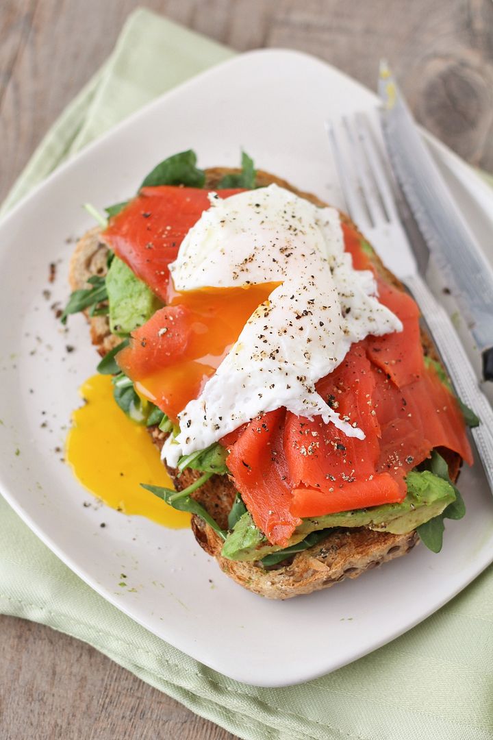 Smoked Salmon & Avocado Open-Faced Egg Sandwich