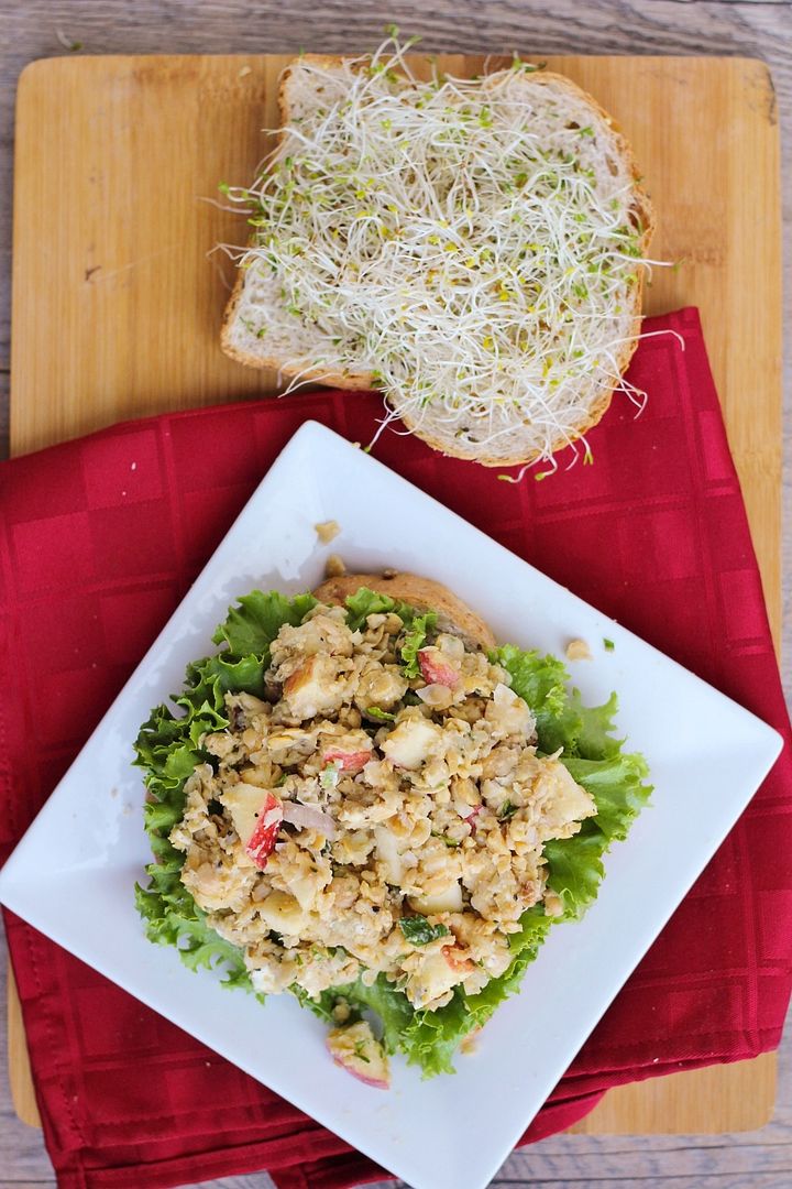 Smashed Chickpea, Blue Cheese, Apple, and Walnut Sandwich - a healthy and hearty vegetarian lunch idea!