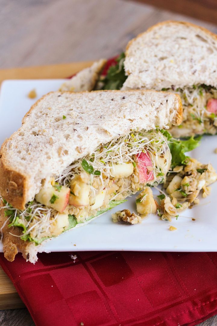 Smashed Chickpea, Blue Cheese, Apple, and Walnut Sandwich - a healthy and hearty vegetarian lunch idea!