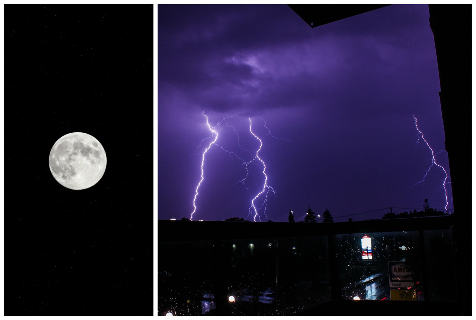 harvest moon and lightning