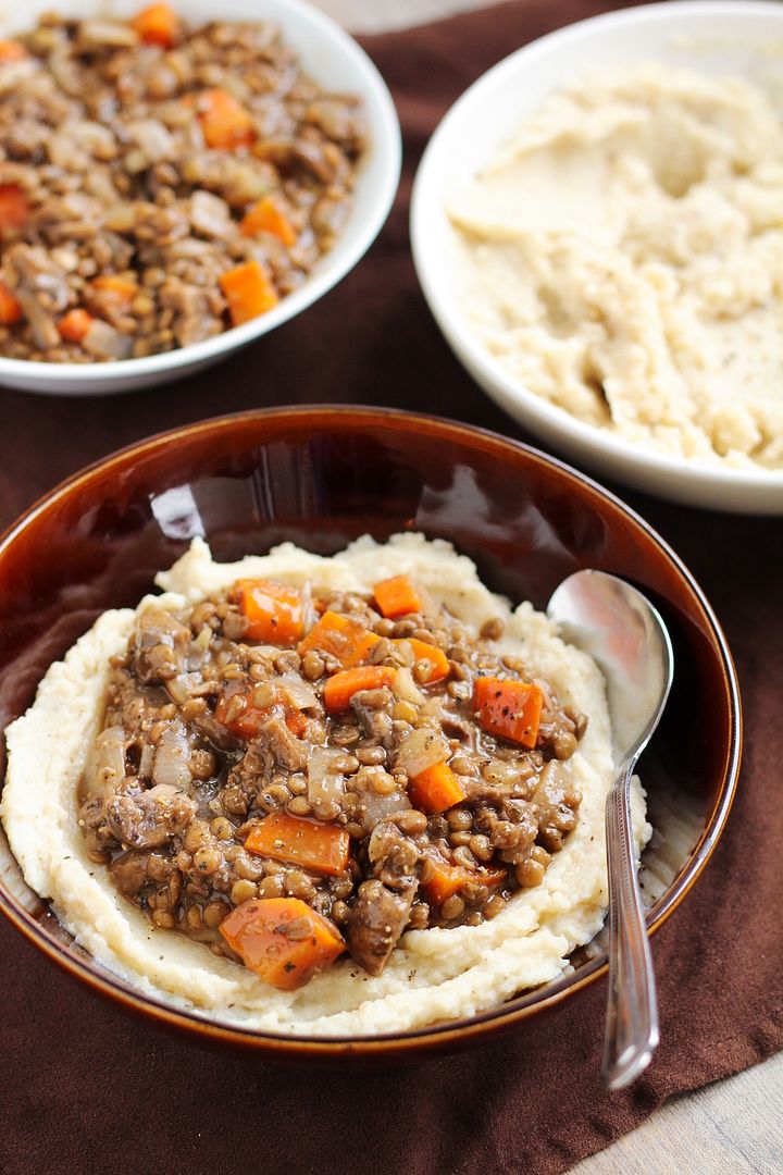 Lentil & Vegetable Stew with Cauliflower White Bean Puree