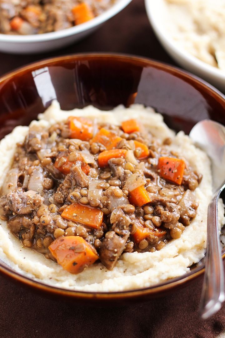 Lentil & Vegetable Stew with Cauliflower White Bean Puree