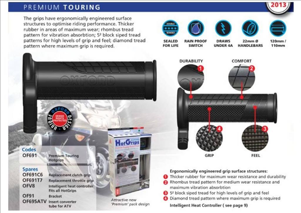 OXFORD PREMIUM TOURING HEATED GRIPS MOTORCYCLE HANDLEBAR GRIPS eBay