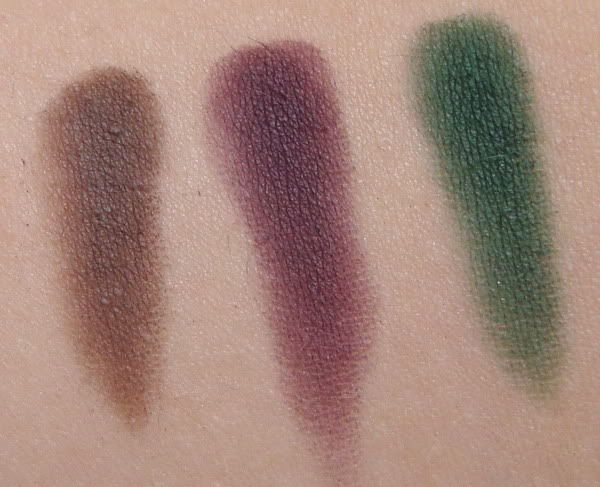 Sleek Darks palette, second row swatches, last 3 eyeshadows