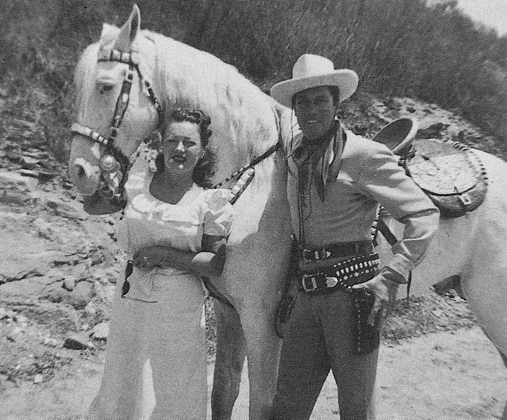 Clayton Moore, Aka, The Lone Ranger, With His Wife, Sally, And Silver