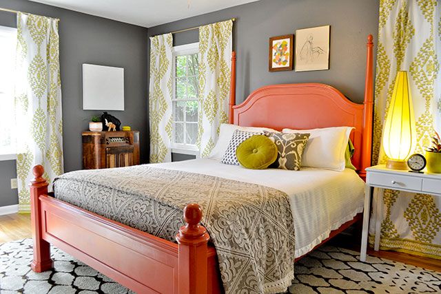 Modern Salmon Color Bedroom for Large Space