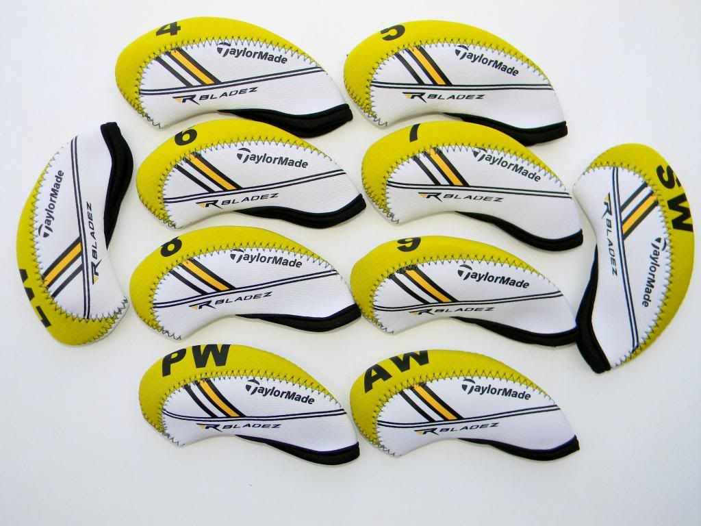 10 TaylorMade RocketBladez Yellow White Neoprene Iron Covers Golf