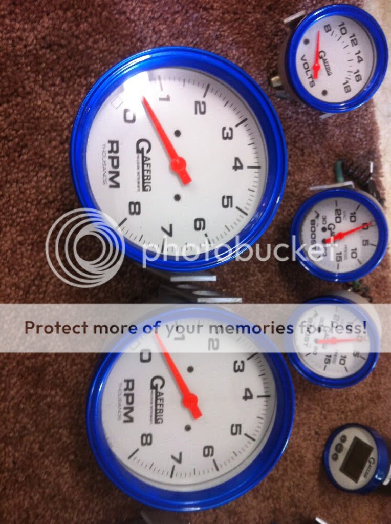 Gaffrig gauges blue w/white face used